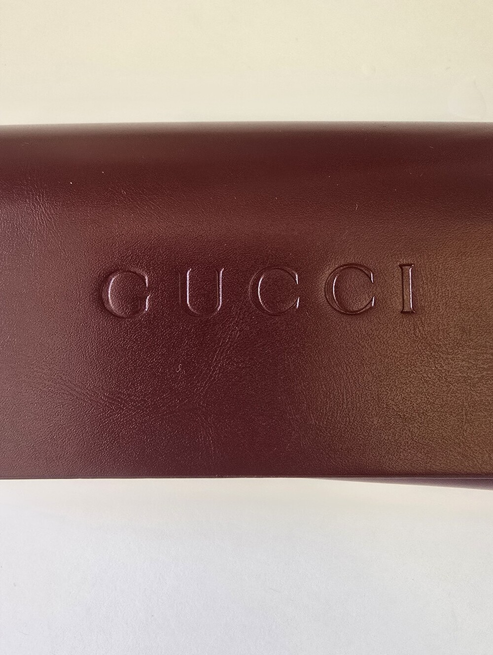 Gucci Burgundy Embossed Leather Eyewear Case